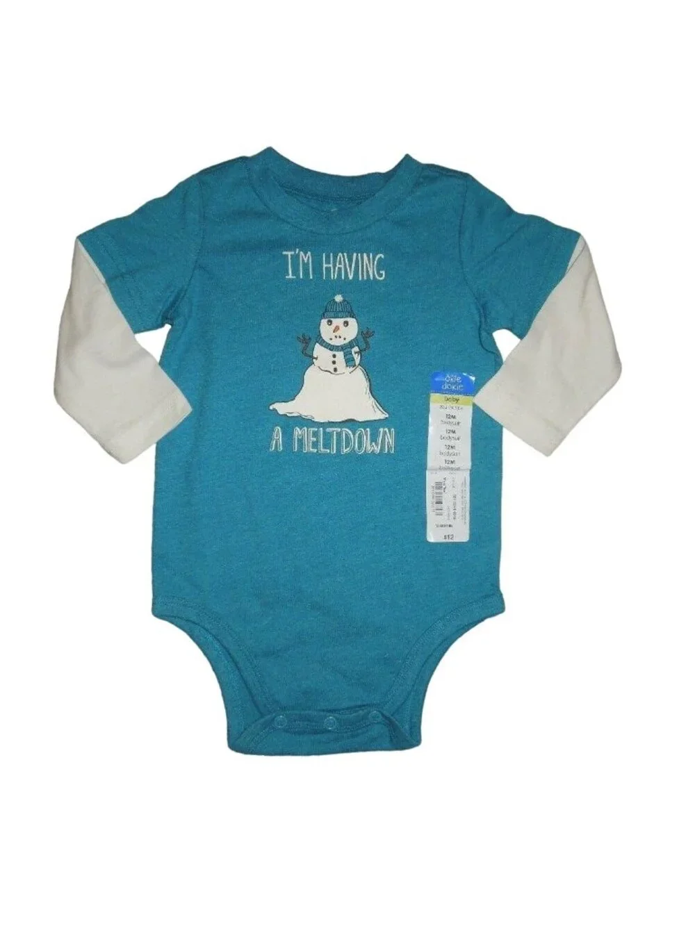 Toddler Boys OD I'm Having a Meltdown Snowman Christmas One-piece Shirt 12M